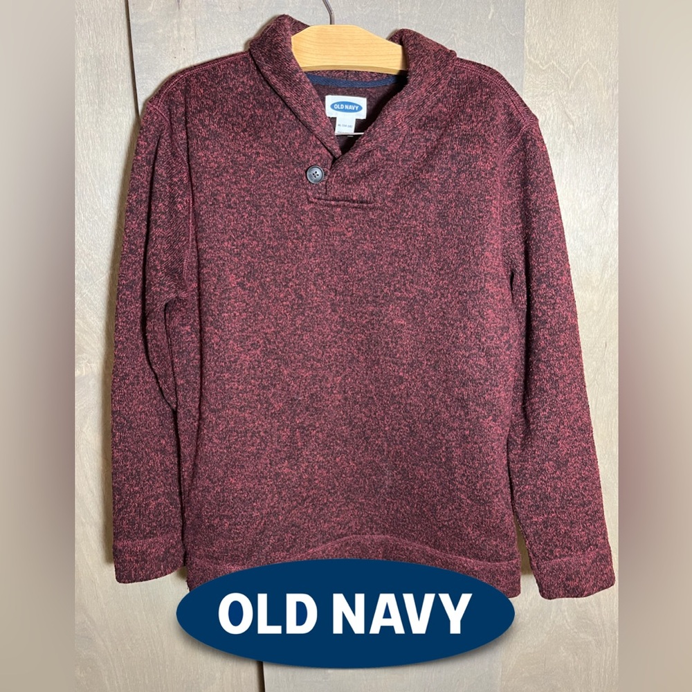 Old Navy Maroon Fleece Shawl Collar Sweater XL 14-16